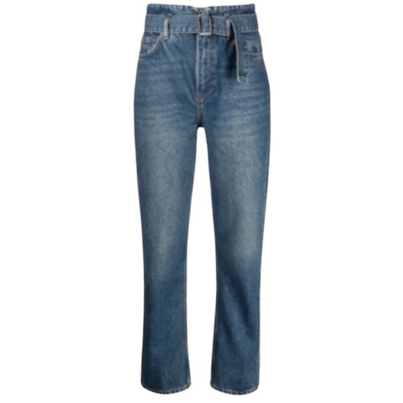 Reformation Cyntjia High-Waisted Belted Straight Blue Jeans Size 26 - Picture 4 of 15